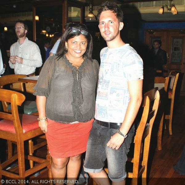 Liz poses with Andrew during the launch party of new club, Moon & Sixpense, held at Hotel Hablis in Guindy.