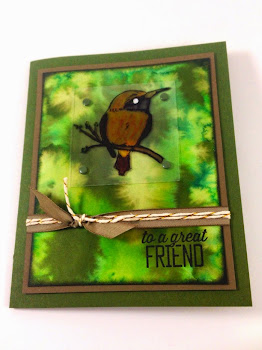 Linda Vich Creates: A Happy Thing. The delightful bird from Stampin' Up's, A Happy Thing stamp set, perches on a branch amidst an organic watercolor background.