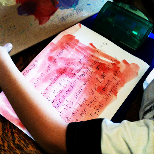 Color washed watercolor poetry craft.