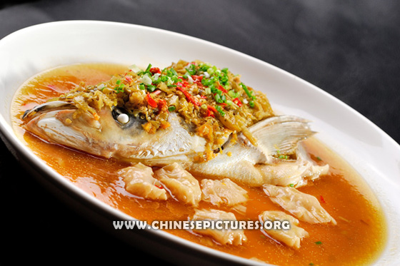 Steamed Fish Head with Diced Hot Red Peppers