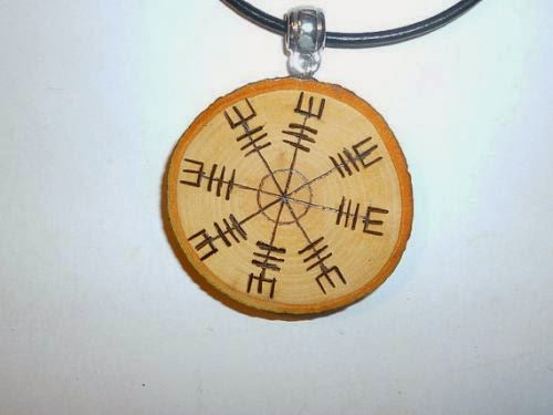 Talisman Wood Necklace Helm Of Awe Witchcraft Talisman Wiccan Talisman By Witchstore