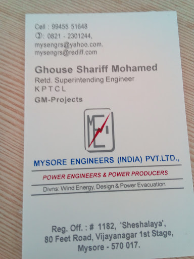 Mysore Engineers India Pvt Ltd, 80 Feet Rd, Manchegowdana koppalu, Vijay Nagar 2nd Stage, Vijayanagar, Mysuru, Karnataka 570017, India, Electrical_Engineer, state KA