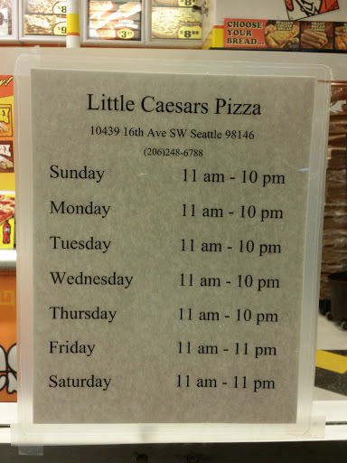 Pizza Restaurant «Little Caesars Pizza», reviews and photos, 10439 16th Ave SW, Seattle, WA 98146, USA