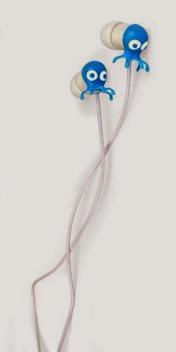  Kikkerland US034 Octopus Earbuds - Retail Packaging - Blue/White