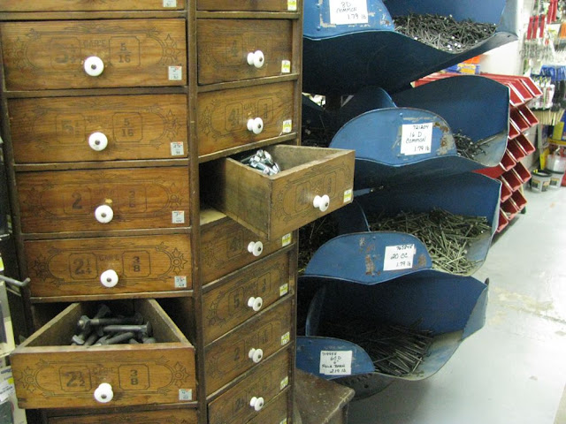 hexagonal hardware chest with triangular drawers