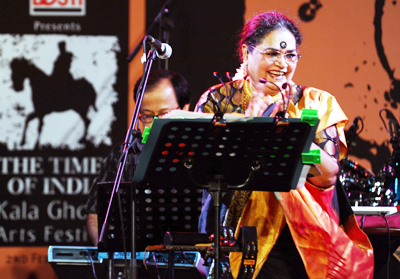 Singer Usha Uthup in all her glory during 'Kala Ghoda' Festival, held in Mumbai on February 3, 2013. 