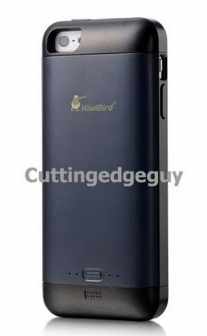 Kiwibird iphone 5 Rechargeable External Battery Slim Fit Case 2000mAh AT&T, Sprint, Verizon Blue & Black, thinner than i-blason