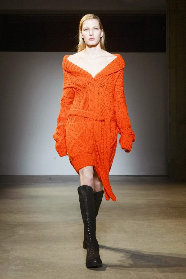 A model walks the runway at MM6 Maison Martin Margiela Mercedes-Benz Fashion Week Fall 2014 at Skylight Modern on February 11, 2014 in New York City.