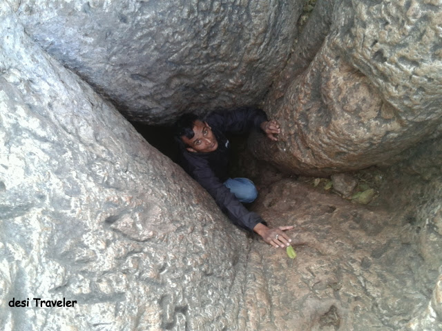 man inside baobab tree hollow