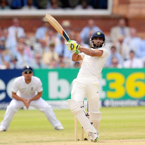 India's Ravindra Jadeja hits out during the second cricket test match against England at Lord's cricket ground in London July 20, 2014. 