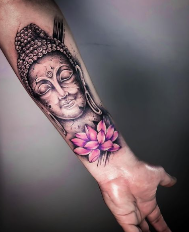 Rock And Lotus Buddha Tattoo