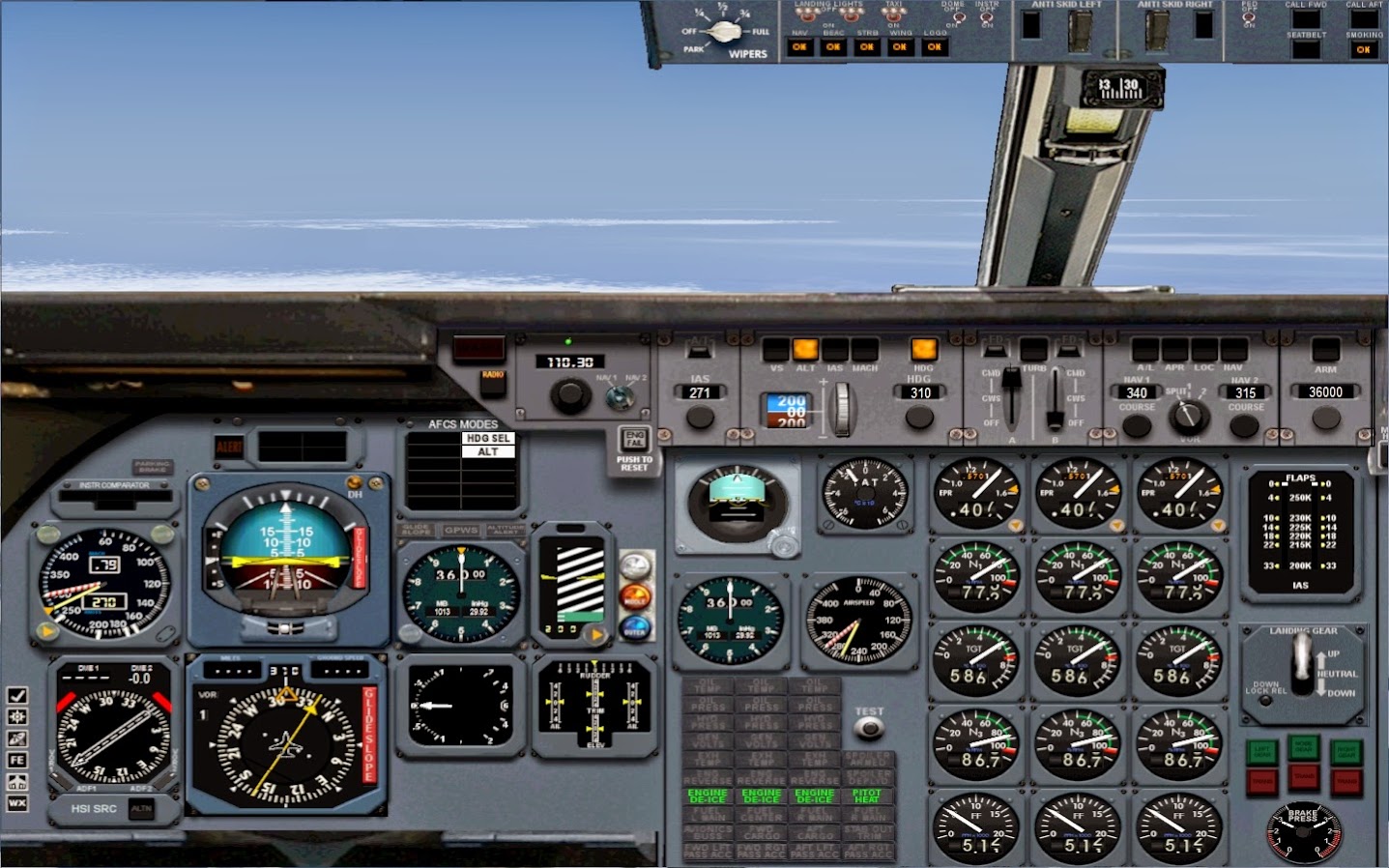 L-1011 cockpit instrument readings