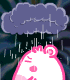 pink mouse de mala suerte, lluviendo