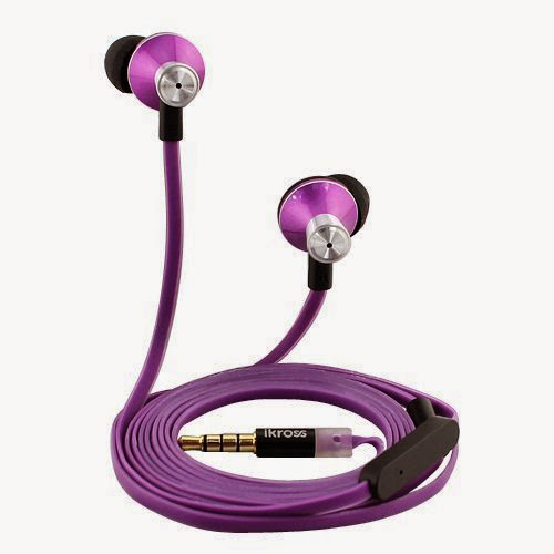  iKross In-Ear 3.5mm Noise-Isolation Stereo Earbuds with Microphone (Purple) for Apple iPhone 5S / iPhone 5C / iPhone 5 /iPad Air / iPad Mini Tablet Cellphone