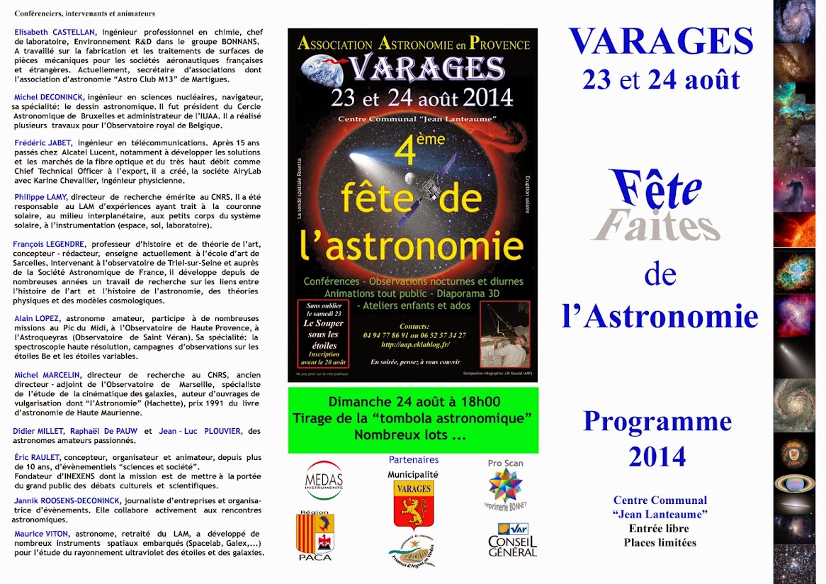 Fête de l'astronomie à Varages 23-24 août 2014 Recto-01BIS