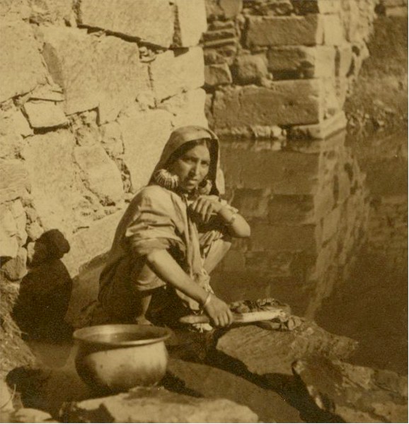 Kashmiri Woman Washing Cloth - August 1937