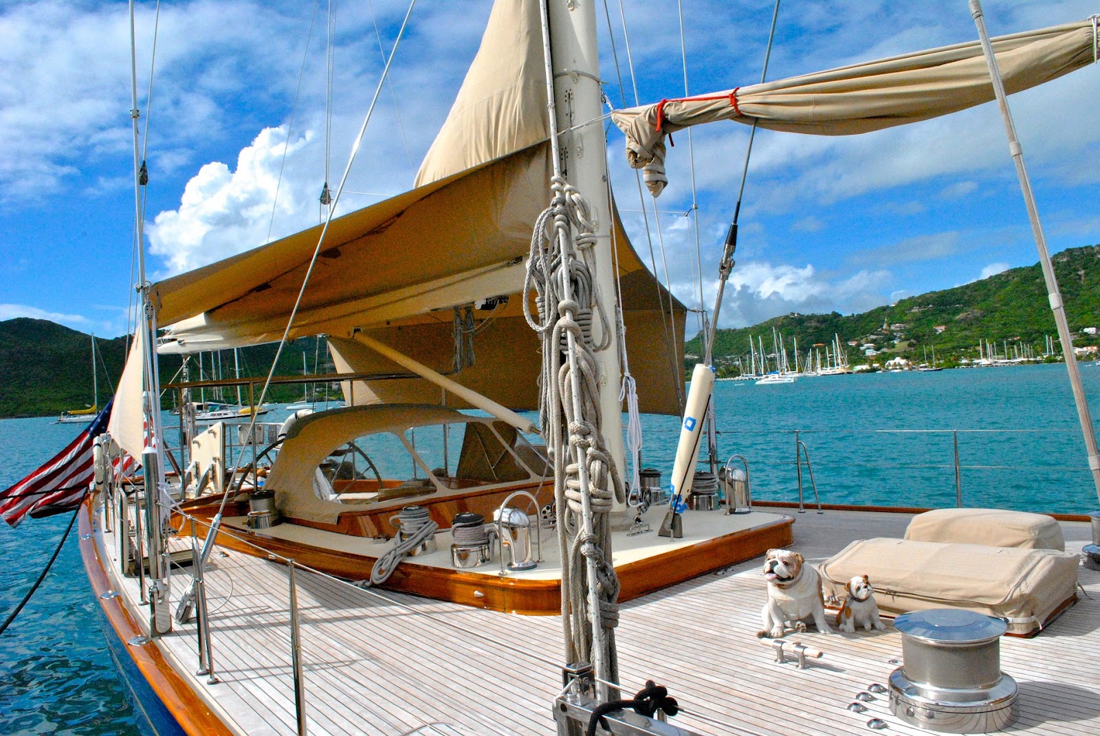 Yacht racing in the crystal clear waters off the coast of Antigua.