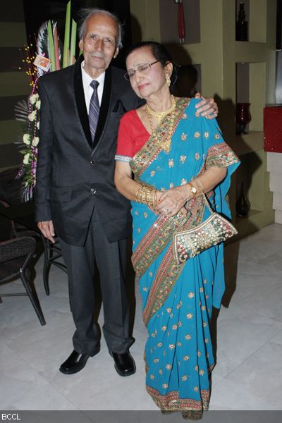 Avinash Wadhawan's parents pose for the lensman during his bash, held at La Patio, Andheri (W), Mumbai on January 31, 2013. (Pic: Viral Bhayani)