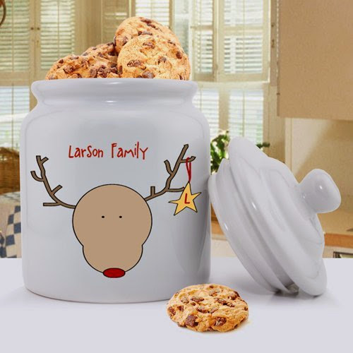  Personalized Reindeer Holiday Cookie Jar