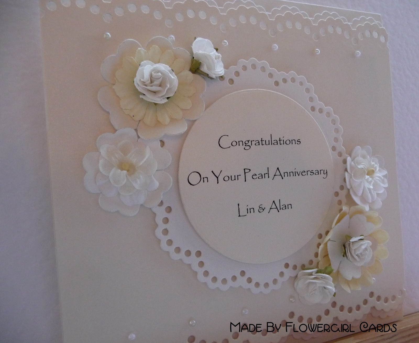 Flowergirl Cards Pearl Anniversary Card
