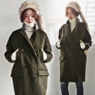 Pink東大門 流行品味˙簡約雙排釦長大衣外套(卡其)