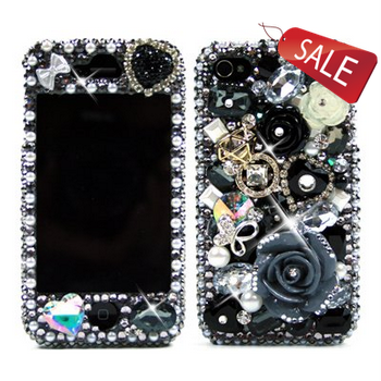 3D Swarovski flower Crystal Bling Case Cover for iphone 4 AT&T Verizon & Sprint (100% Handcrafted by BlingAngels)