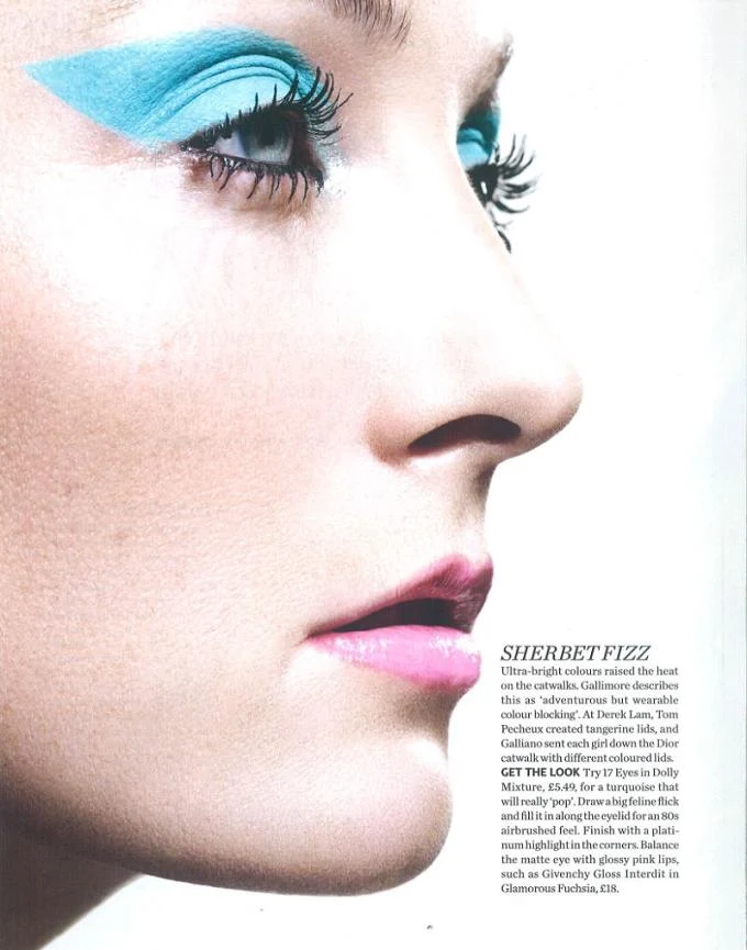 Maggie Rizer Sports Glamorous Eye Makeup for Marie Claire UK April 2011