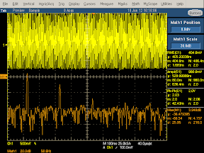 Low frequency oscilloscope trace from counterfeit iPhone charger