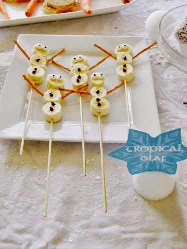 Frozen birthday party, frozen party food, Olaf skewers