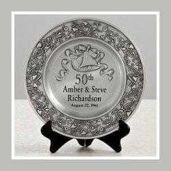 Personalized commemorative pewter plate