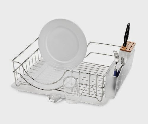  simplehuman System Dishrack with Bamboo Knife Block, Stainless Steel