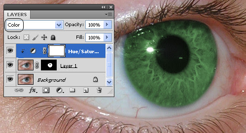 Mengganti warna mata dengan Photoshop
