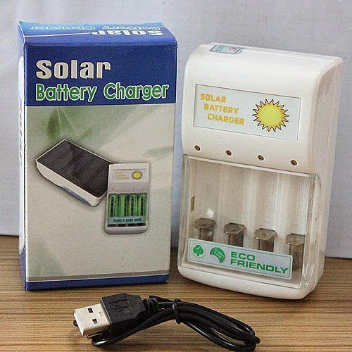  Meijibo USB cable + 0.5W Solar Battery Charger for 4 pc AA/AAA GREEN POWER J14U