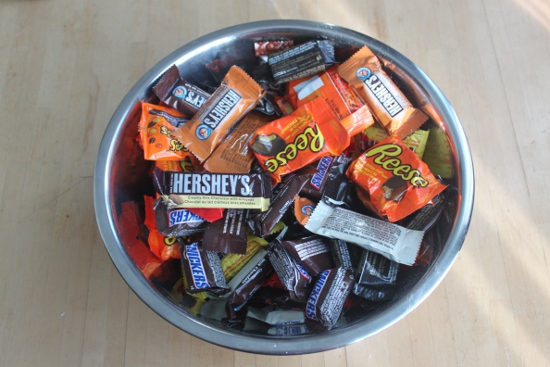 Two pounds of unused Halloween candy.