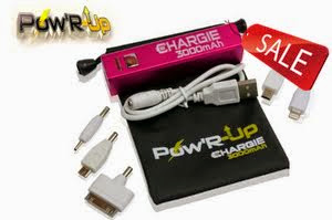 Pow'R-Up Chargie 3000mAh Mobile Cell Phone Charger, Meet Travel Power Bank Needs w/ Premium Samsung Portable Rechargeable Battery Chargers for Apple iPhone 5, 5S, 4S, iPad, iPod, Fits All ATT, Verizon Wireless, Virgin & Sprint Phones - Enjoy Freedom!