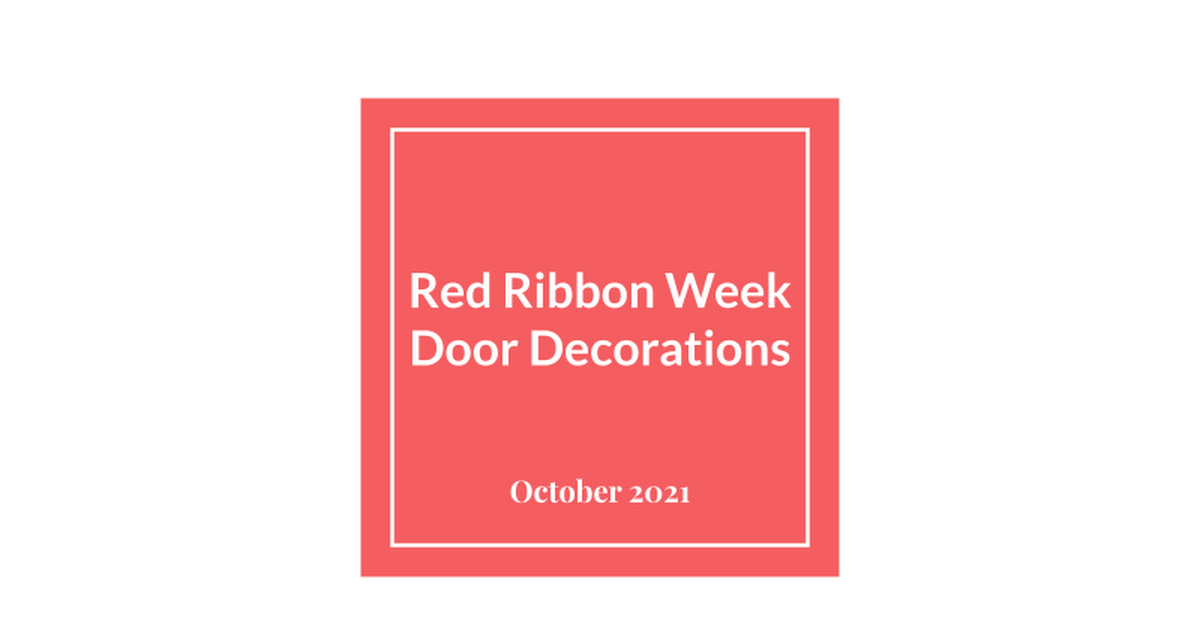 Red Ribbon Week Door Decorations