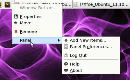 Xfce4 panel options