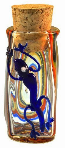  Lizard Swirl Hand Blown Pyrex Jar w/Cork - 3.5