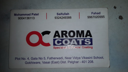 Aroma coats, fadharwadi near vidya vikasini school, Vasai East, Vasai, Maharashtra, India, Powder_Coating_Service, state MH
