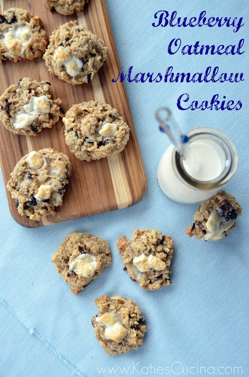 Blueberry Oatmeal Marshmallow Cookies from KatiesCucina.com