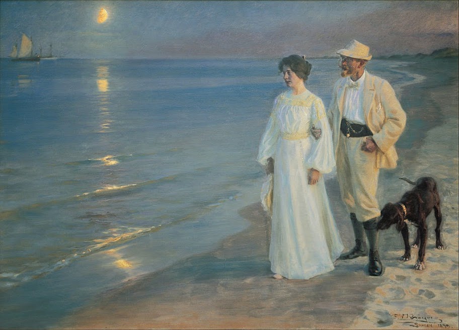 Peder Severin Krøyer - Summer evening on the beach at Skagen. The painter and his wife. - Google Art Project.