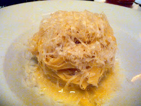 Dinner at Tabla Bistro, Tajarin with truffle butter, parmigiano reggiano