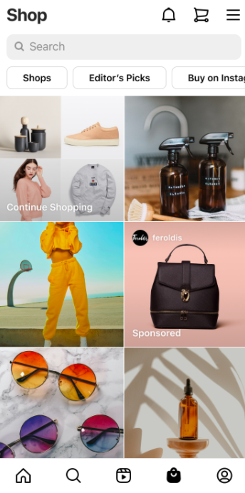 instagram shop tab ads example