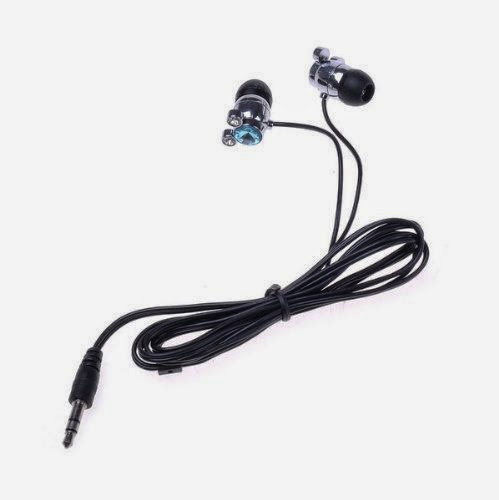  3.5mm Crystal BLUE Diamond In-ear Stereo Earphone For Mobile Phone iPod MP3 MP4