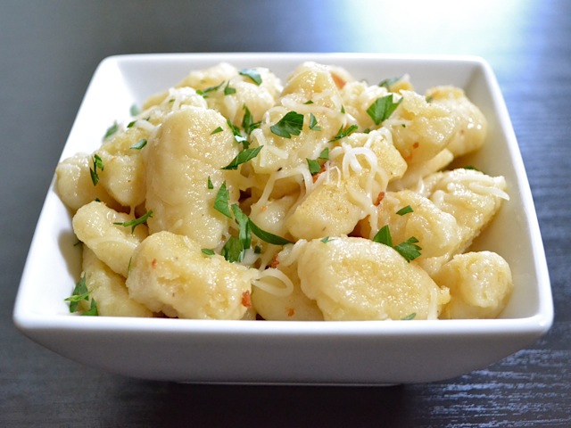 Top view of simple ricotta gnocchi