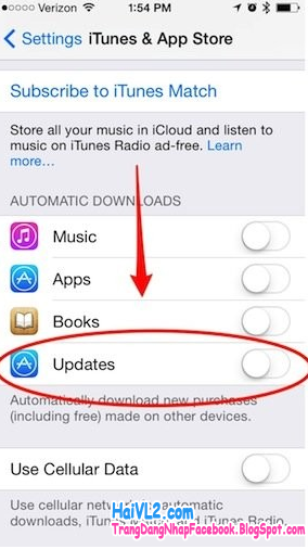 tắt tính anwng tự cập nhật của các ứng dụng iphone 5s
