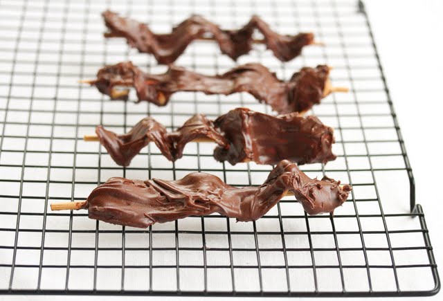 photo of Chocolate Covered Bacon on a baking rack