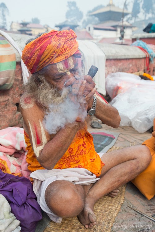 Sadhu smoking ganja