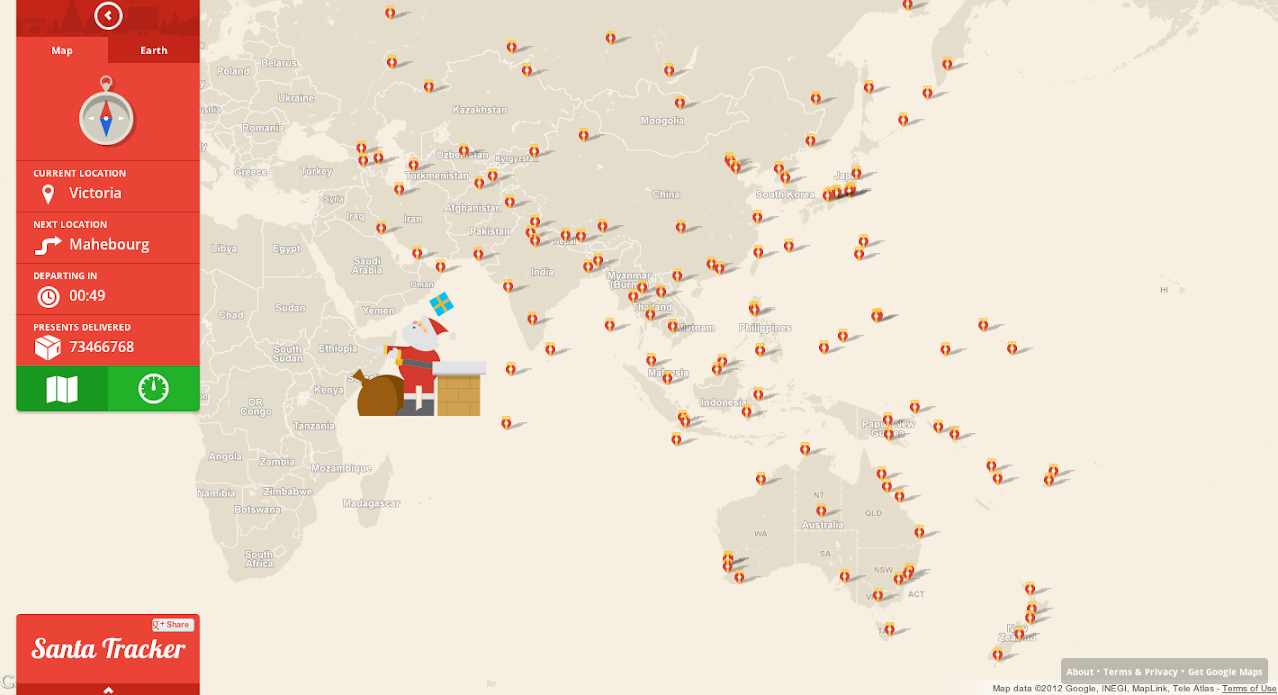 Wo ist der Weihnachtsmann? Der Google Santa Tracker weiß die Antwort.