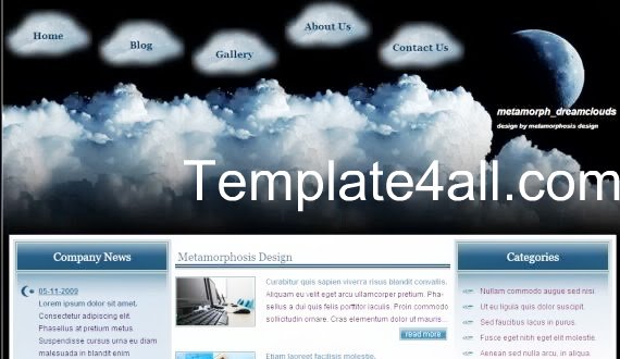 Free CSS Clouds Dream Vector Website Template